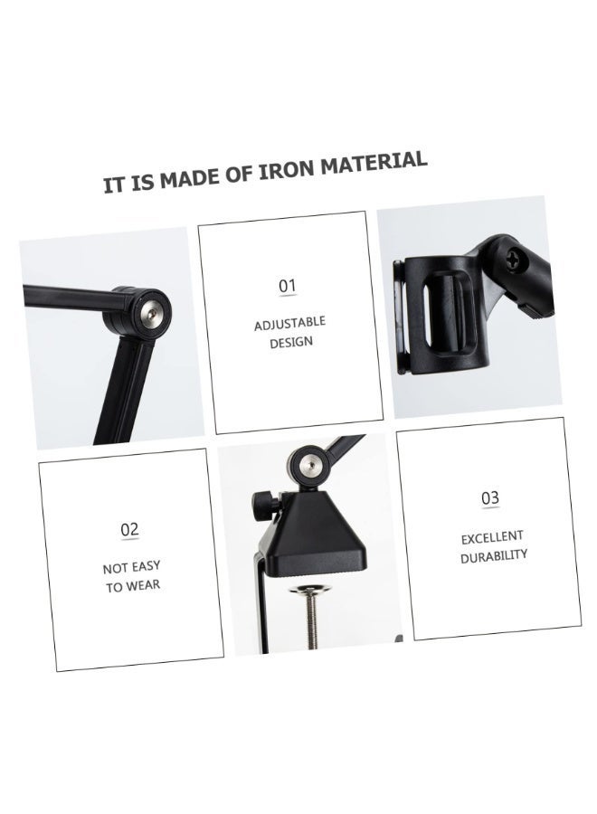 والالا حامل ميكروفون مكتبي قابل للتعديل - ذراع ذراع قابل للطي بسعة تحميل ٣ كجم، حامل ميكروفون منخفض الارتفاع للبث المباشر والألعاب والبودكاست والاستوديو والمكتب | ذراع تعليق محمول، مشبك وبرغي، لا يتطلب حفرًا - Image 5