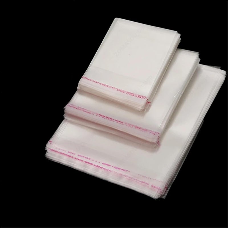 Qingdinu 600-1000Pcs Self Adhesive Clear Plastic Bag Transparent Cellophane Bags Sealing for Jewelry Gift Cookie Candy Packaging(9x12cm(Can Use 9x9) 600pcs) - Image 1