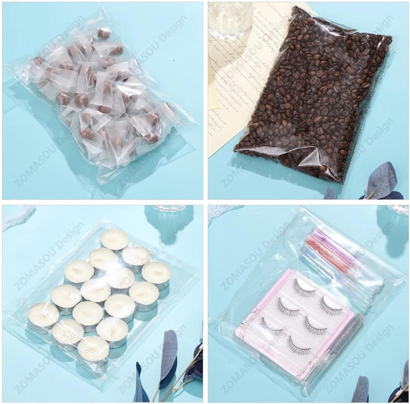 Qingdinu 600-1000Pcs Self Adhesive Clear Plastic Bag Transparent Cellophane Bags Sealing for Jewelry Gift Cookie Candy Packaging(9x12cm(Can Use 9x9) 600pcs) - Image 4
