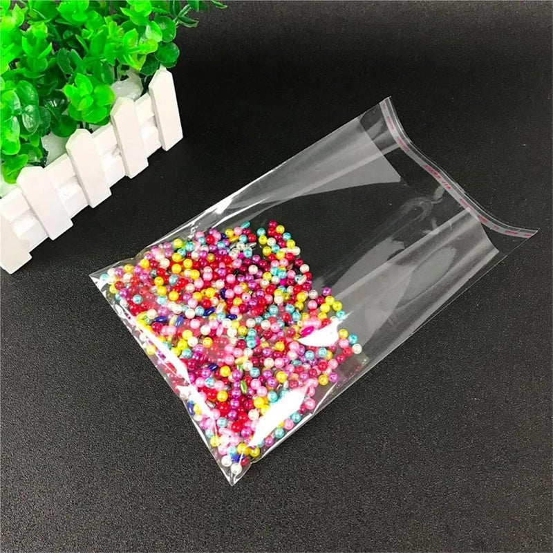 Qingdinu 600-1000Pcs Self Adhesive Clear Plastic Bag Transparent Cellophane Bags Sealing for Jewelry Gift Cookie Candy Packaging(9x12cm(Can Use 9x9) 600pcs) - Image 3