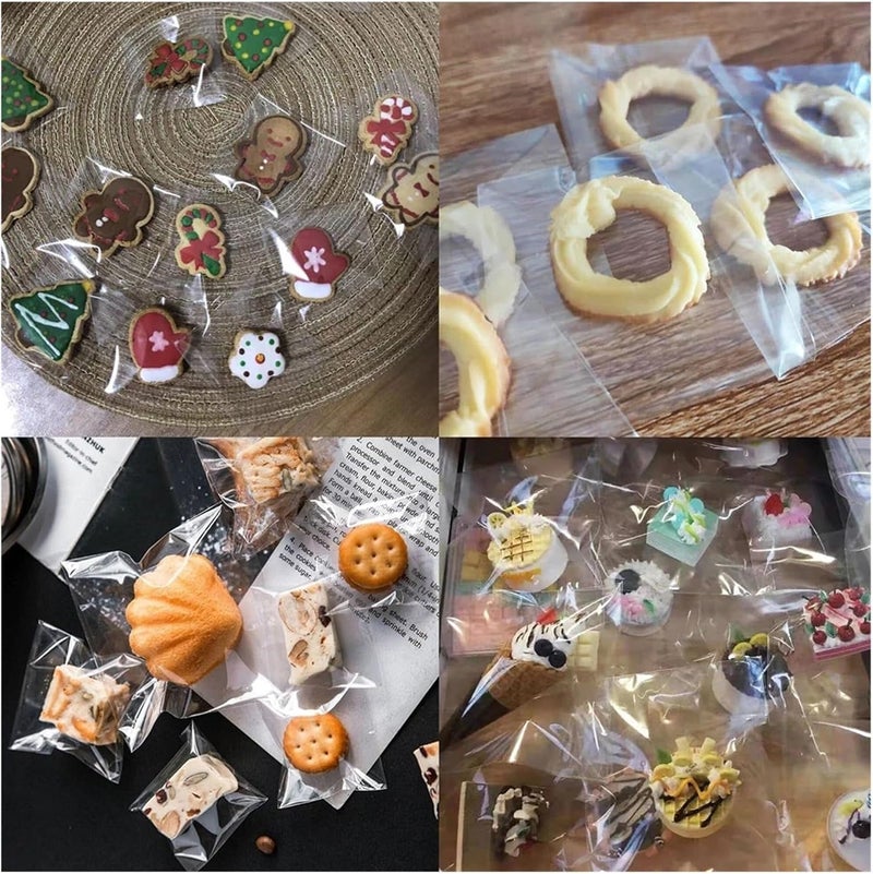 Qingdinu 600-1000Pcs Self Adhesive Clear Plastic Bag Transparent Cellophane Bags Sealing for Jewelry Gift Cookie Candy Packaging(9x12cm(Can Use 9x9) 600pcs) - Image 5