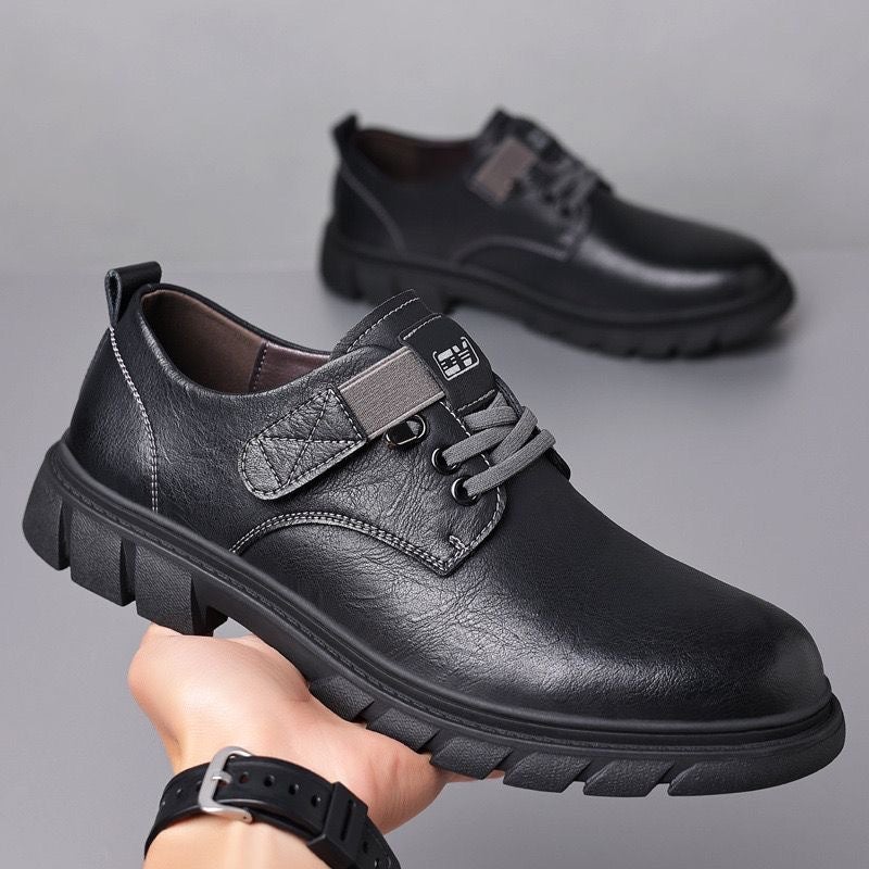 2024 Breathable Casual Mens PU Shoes Black - Image 1