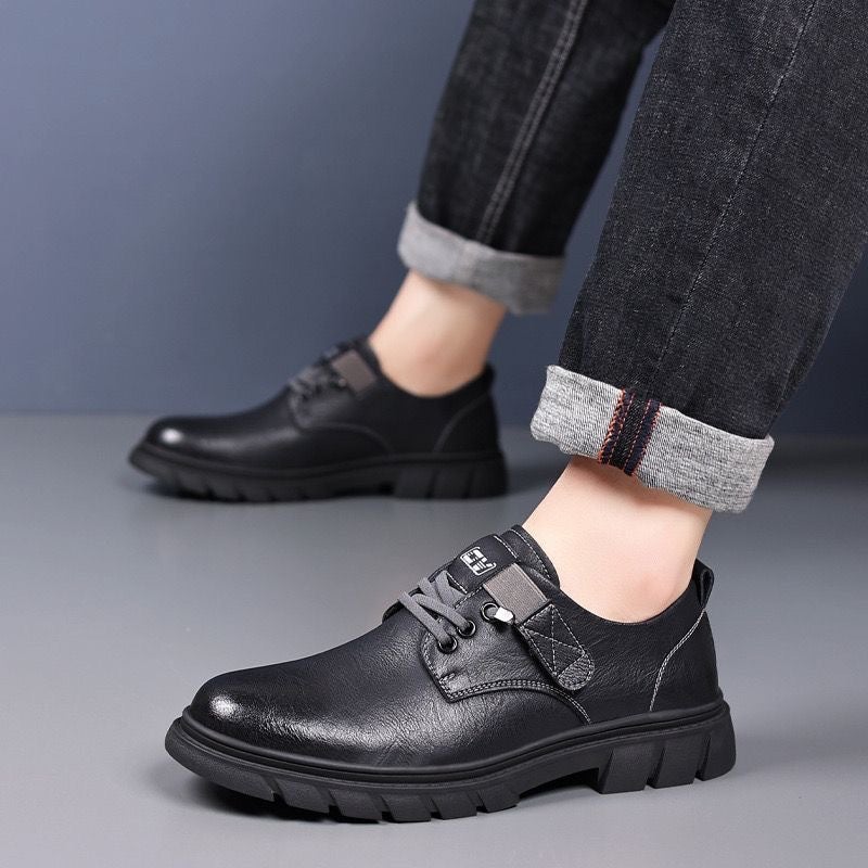2024 Breathable Casual Mens PU Shoes Black - Image 5