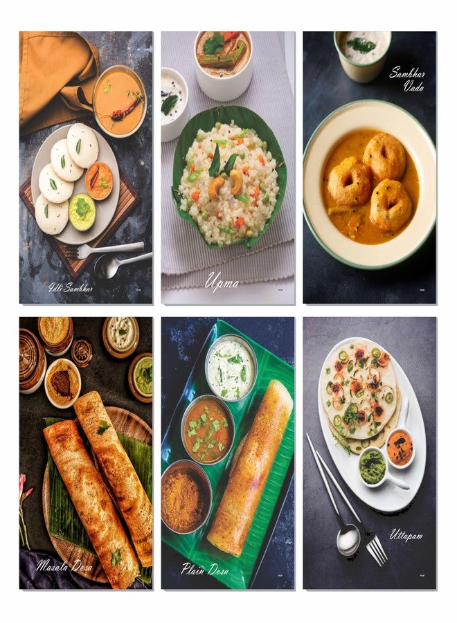 ESCAPER Indian Fast Food Posters (12 x 18 inch), 300 GSM Paper, Laminated Self Adhesive Back, South India Food Photos, Curry Vegetable Dishes Wall Art, Ideal For Traditional Restaurant, Hotel, Cafe - Image 1