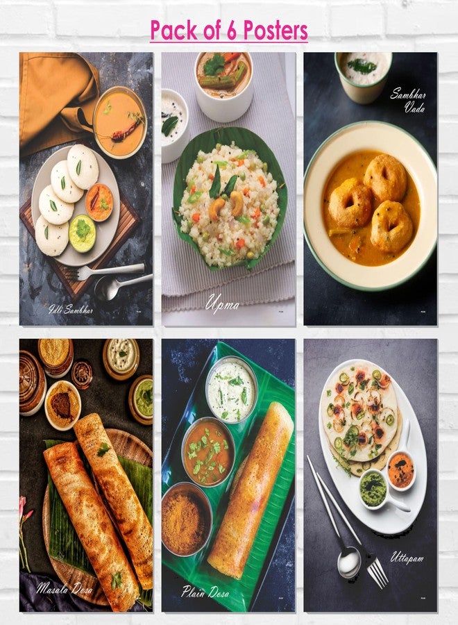 ESCAPER Indian Fast Food Posters (12 x 18 inch), 300 GSM Paper, Laminated Self Adhesive Back, South India Food Photos, Curry Vegetable Dishes Wall Art, Ideal For Traditional Restaurant, Hotel, Cafe - Image 4