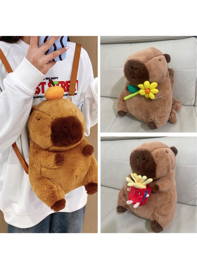 Kapibala Plush Bag Backpack Children's Capybara Bag Cute Animal Doll Backpack Cartoon Doll-Color:Blue-Height:24cm - Image 2