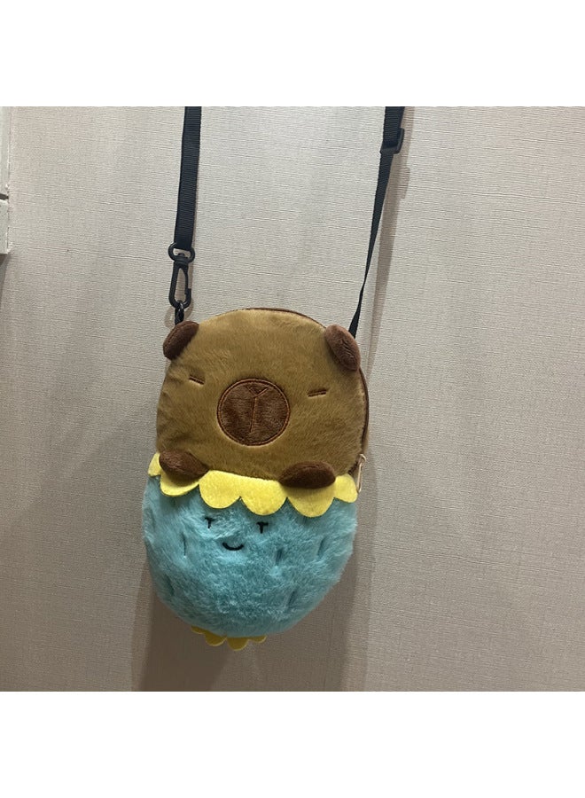Kapibala Plush Bag Backpack Children's Capybara Bag Cute Animal Doll Backpack Cartoon Doll-Color:Blue-Height:24cm - Image 1