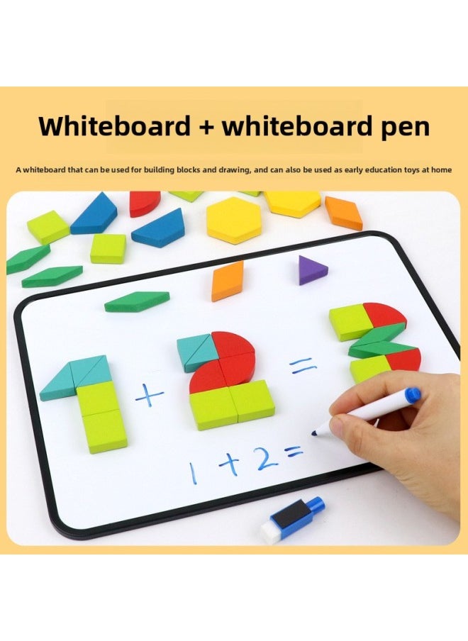 Generic - Magnetic Wooden Jigsaw Puzzle Suit Special Learning Tools For Students Geometric Building Blocks Educational Toys For Children-Color:Plant Series [140 Building Blocks + Whiteboard + Tiles + Storage Bag + Pen + Stand + Instruction Manual] - Image 1
