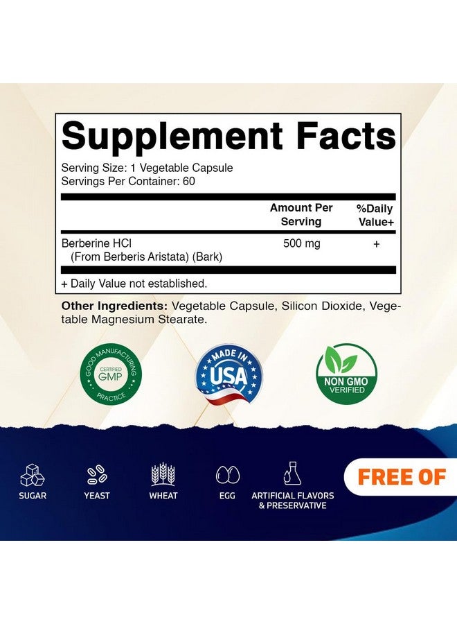 Vitamatic Berberine Supplement 500mg - 60 Vegetable Capsules - Made in The USA - Gluten Free - Non-GMO (1 Bottle) - Image 2