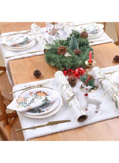 QueenDream QueenDream White Fur Table Runner Silver Snowflakes Christmas Table Runner, Winter Xmas Holiday Kitchen Dining Table Decoration Indoor Outdoor Party Decor 13 x 90 Inch  - Image 4