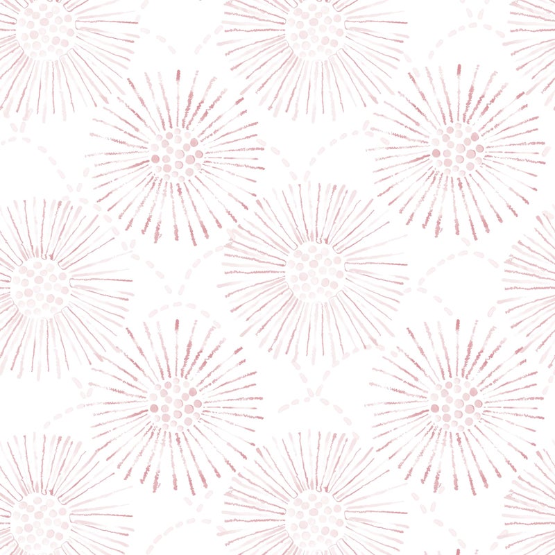 Fiula Peel and Stick Wallpaper Geometric Boho Wall Paper White Pink Fireworks Contact Paper 17.3"Ã—78.7" Self-Adhesive Round Wallpaper for Bedroom Waterproof Removable Shelf Liner Decal Vinyl Roll - Image 1
