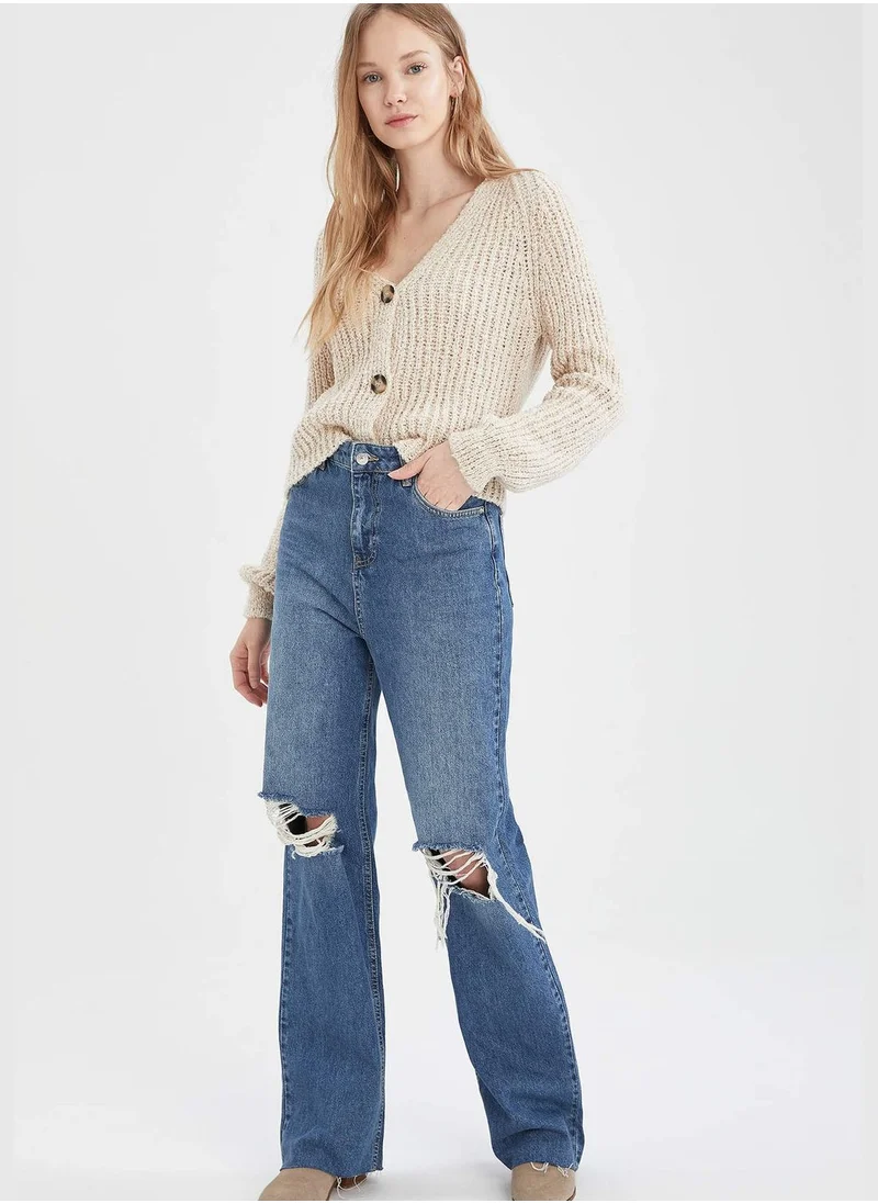 ديفاكتو Long Sleeve V-Neck Button Down Cardigan