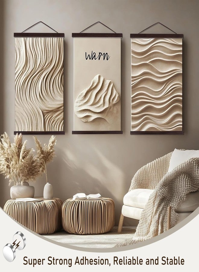 Artmag Magnetic Poster Hanger Frame, 12x18 12x16 12x24 Light Wood Wooden Magnet Canvas Artwork Print Dowel Poster Hangers Frames Hanging Kit (Walnut, 12") - Image 2