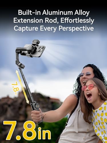 AOCHUAN Gimbal Stabilizer for iPhone, Phone Gimbal w/RGB Magnetic Fill Light, Foldable Gimbal Built in 7.8' Extension Rod and OLED Display for iPhone/Android Excellent for Vlogging-Smart X2 Kit Black - Image 5