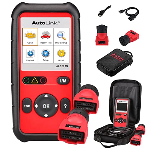 Autel AutoLink AL529HD 2024 Heavy Duty Code Reader Retrieve Code VIN O2 Sensor Test OBDII Monitor Test Review Read Erase Data View Live Data Freeze Frame Data - Image 1