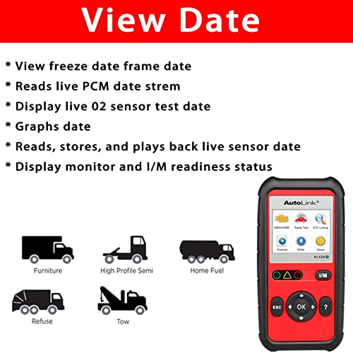 Autel AutoLink AL529HD 2024 Heavy Duty Code Reader Retrieve Code VIN O2 Sensor Test OBDII Monitor Test Review Read Erase Data View Live Data Freeze Frame Data - Image 4