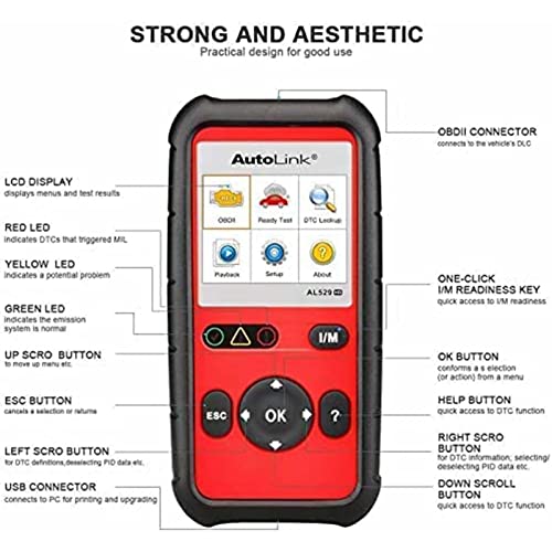 Autel AutoLink AL529HD 2024 Heavy Duty Code Reader Retrieve Code VIN O2 Sensor Test OBDII Monitor Test Review Read Erase Data View Live Data Freeze Frame Data - Image 5