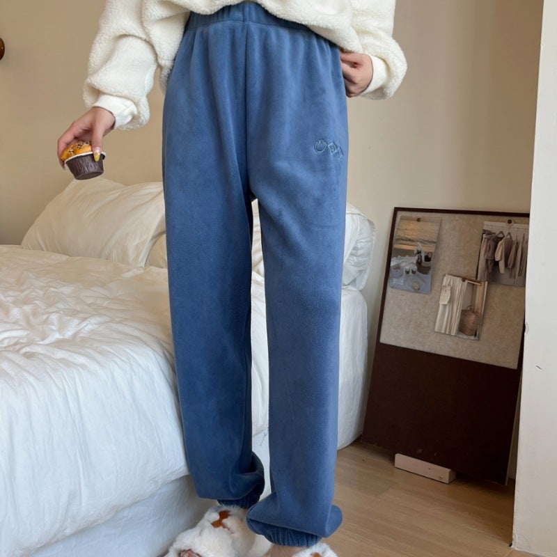 Thickened Warm Fleece Pants High Waist Women M apricot - Image 2