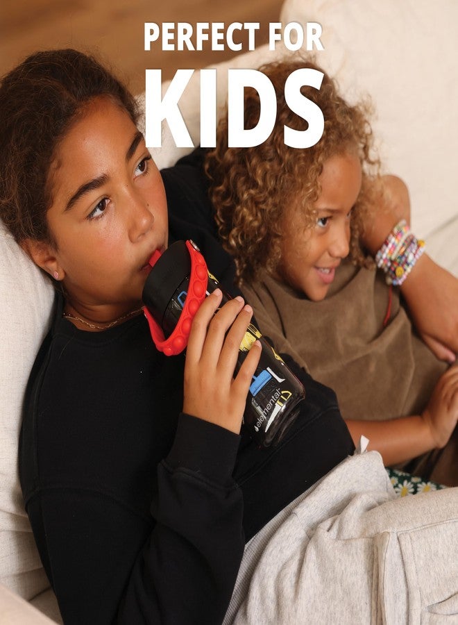 إليمنتال زجاجة مياه للأطفال من إليمينتال سبلاش، مزودة بغطاء مزود بماصة ومقبض قابل للفتح والإغلاق، مانعة للتسرب عند الإغلاق، سعة 18 أونصة، مصنوعة من بلاستيك تريتان المتين الخالي من مادة BPA، آمنة للغسل في غسالة الأطباق، مناسبة للبنات والأولاد - تصميم بناء - Image 3