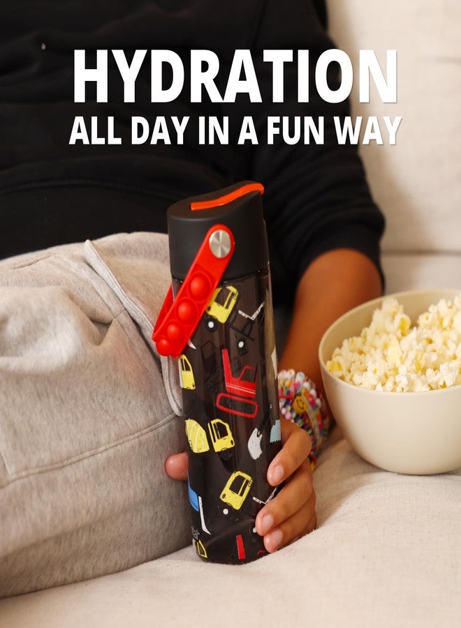 إليمنتال زجاجة مياه للأطفال من إليمينتال سبلاش، مزودة بغطاء مزود بماصة ومقبض قابل للفتح والإغلاق، مانعة للتسرب عند الإغلاق، سعة 18 أونصة، مصنوعة من بلاستيك تريتان المتين الخالي من مادة BPA، آمنة للغسل في غسالة الأطباق، مناسبة للبنات والأولاد - تصميم بناء - Image 4