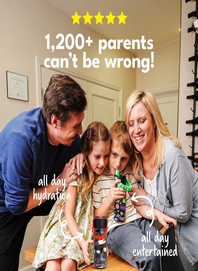 إليمنتال زجاجة مياه للأطفال من إليمينتال سبلاش، مزودة بغطاء مزود بماصة ومقبض قابل للفتح والإغلاق، مانعة للتسرب عند الإغلاق، سعة 18 أونصة، مصنوعة من بلاستيك تريتان المتين الخالي من مادة BPA، آمنة للغسل في غسالة الأطباق، مناسبة للبنات والأولاد - تصميم بناء - Image 2