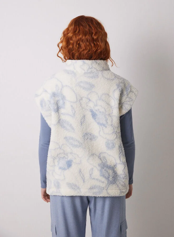 women'secret Short faux shearling gilet with flowers