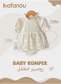 Bafanou ‌Bafanou Summer Solid Baby Girls Romper | Newborn Casual  Jumpsuit Outfit 0-24M Breathable  - Image 1