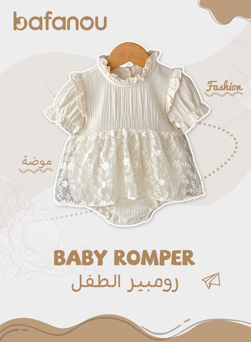 Bafanou ‌Bafanou Summer Solid Baby Girls Romper | Newborn Casual  Jumpsuit Outfit 0-24M Breathable  - Image 1