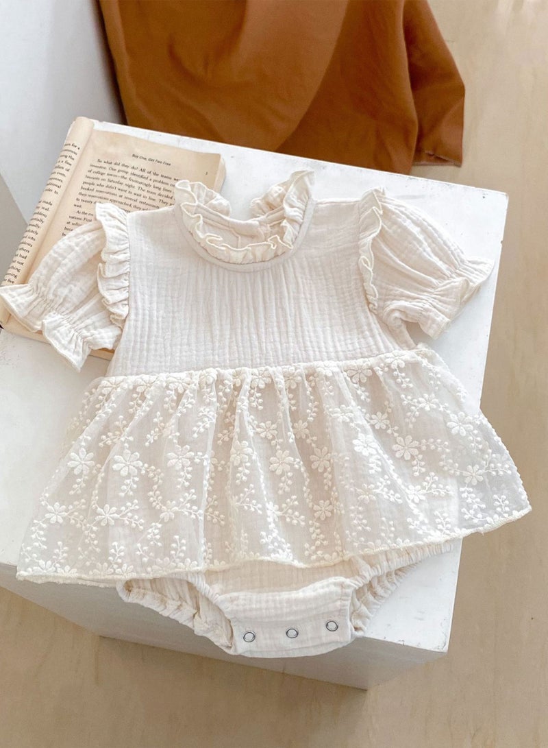 ‌Bafanou Summer Solid Baby Girls Romper | Newborn Casual  Jumpsuit Outfit 0-24M Breathable