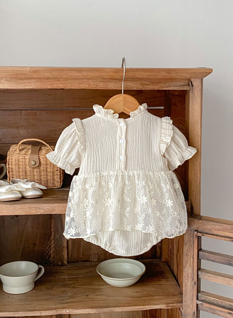 Bafanou ‌Bafanou Summer Solid Baby Girls Romper | Newborn Casual  Jumpsuit Outfit 0-24M Breathable  - Image 5