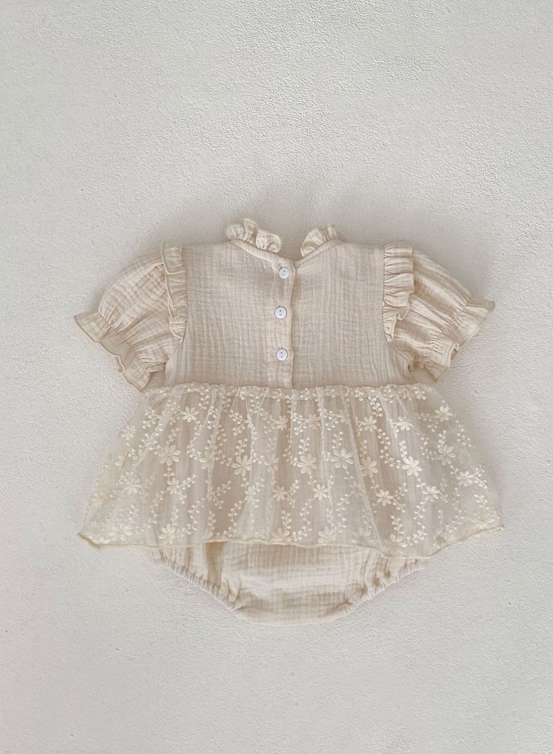 ‌Bafanou Summer Solid Baby Girls Romper | Newborn Casual  Jumpsuit Outfit 0-24M Breathable