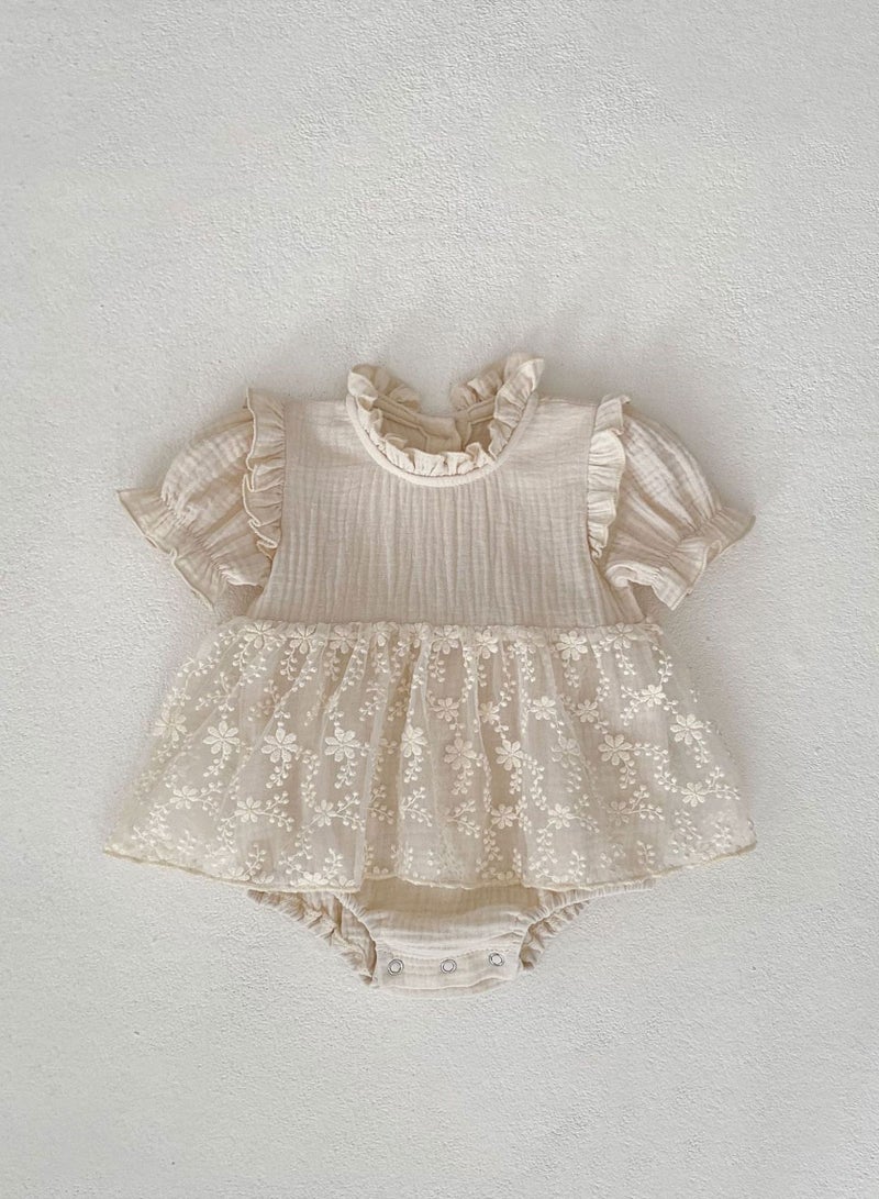 ‌Bafanou Summer Solid Baby Girls Romper | Newborn Casual  Jumpsuit Outfit 0-24M Breathable