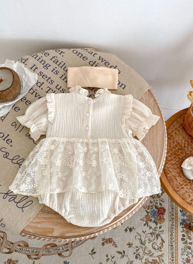 ‌Bafanou Summer Solid Baby Girls Romper | Newborn Casual  Jumpsuit Outfit 0-24M Breathable