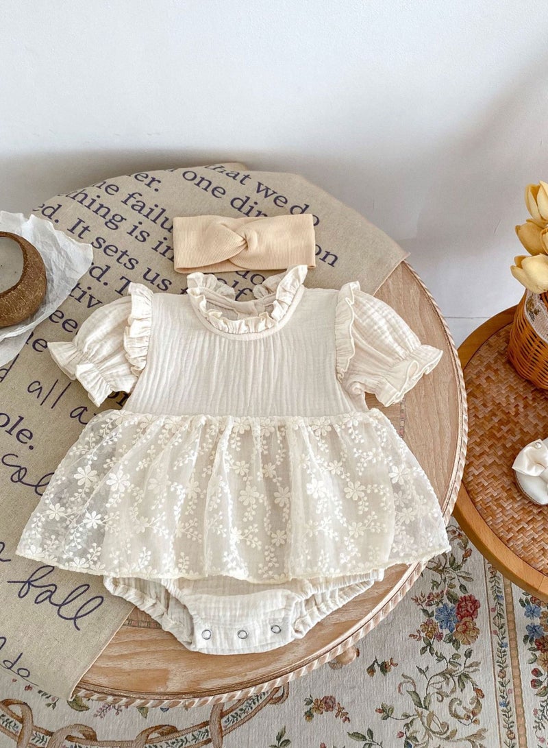 ‌Bafanou Summer Solid Baby Girls Romper | Newborn Casual  Jumpsuit Outfit 0-24M Breathable