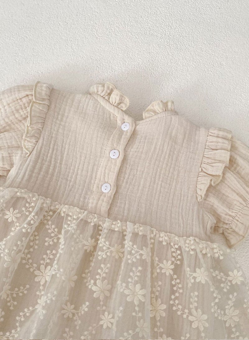 ‌Bafanou Summer Solid Baby Girls Romper | Newborn Casual  Jumpsuit Outfit 0-24M Breathable
