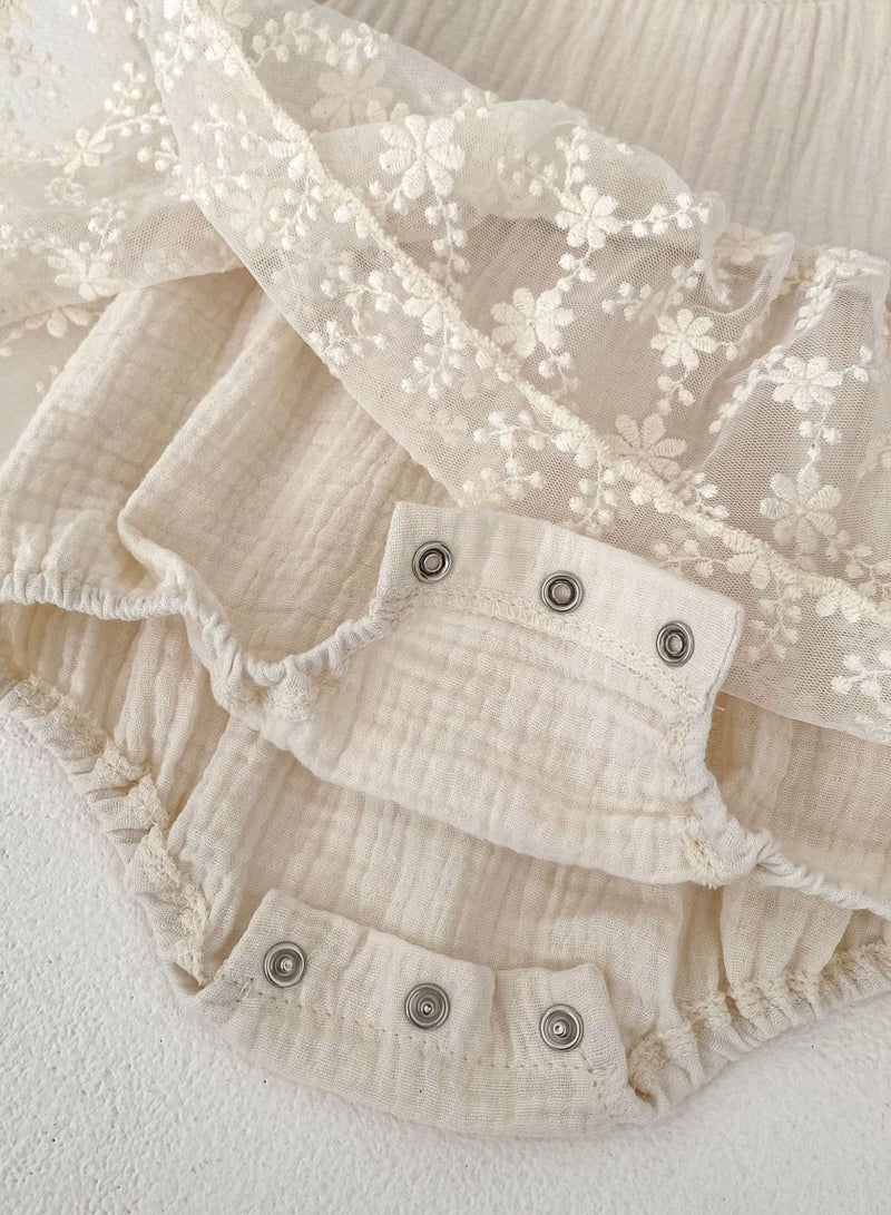 ‌Bafanou Summer Solid Baby Girls Romper | Newborn Casual  Jumpsuit Outfit 0-24M Breathable