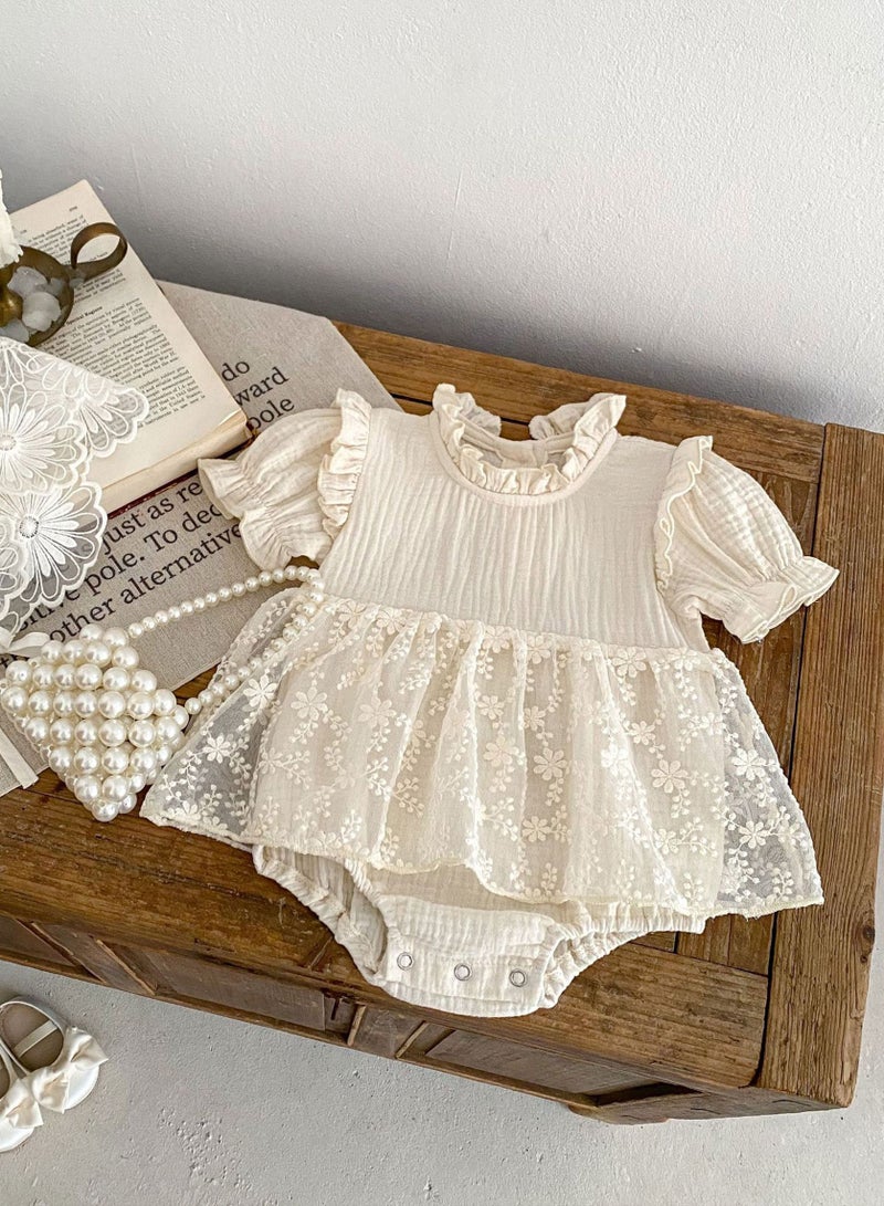 ‌Bafanou Summer Solid Baby Girls Romper | Newborn Casual  Jumpsuit Outfit 0-24M Breathable