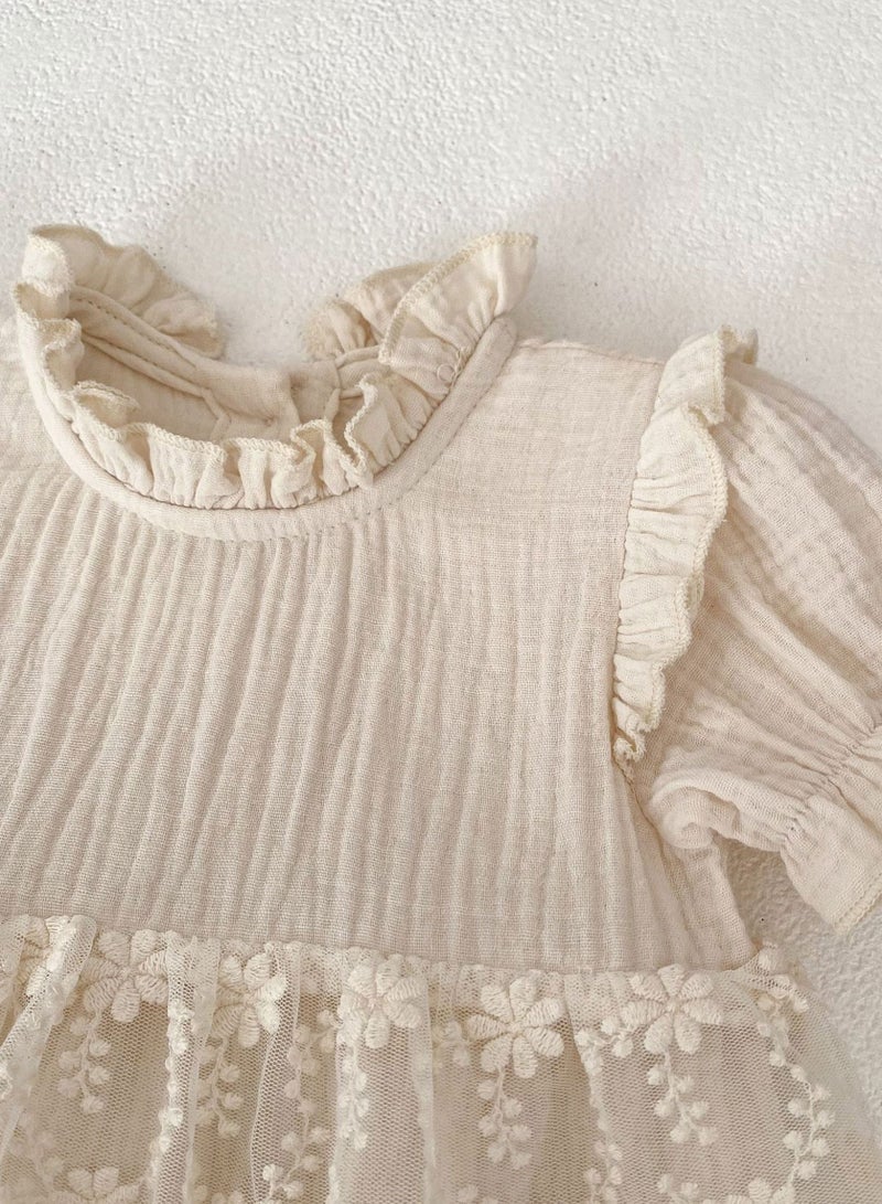 ‌Bafanou Summer Solid Baby Girls Romper | Newborn Casual  Jumpsuit Outfit 0-24M Breathable
