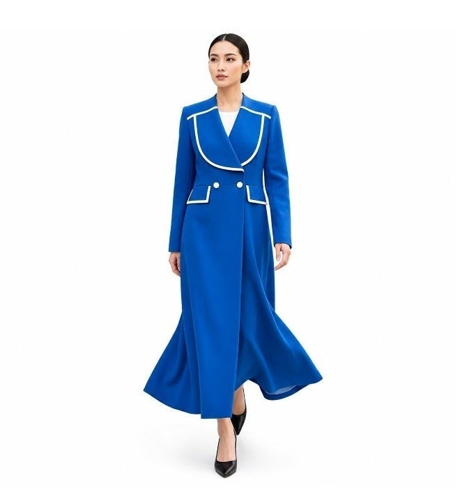 Dakakeen Concept Blue Abaya by Dakakeen Concept –  Abaya for Women - Saudi Style Luxury Women's Abaya, Modest Open Front Daily & Formal - Image 1