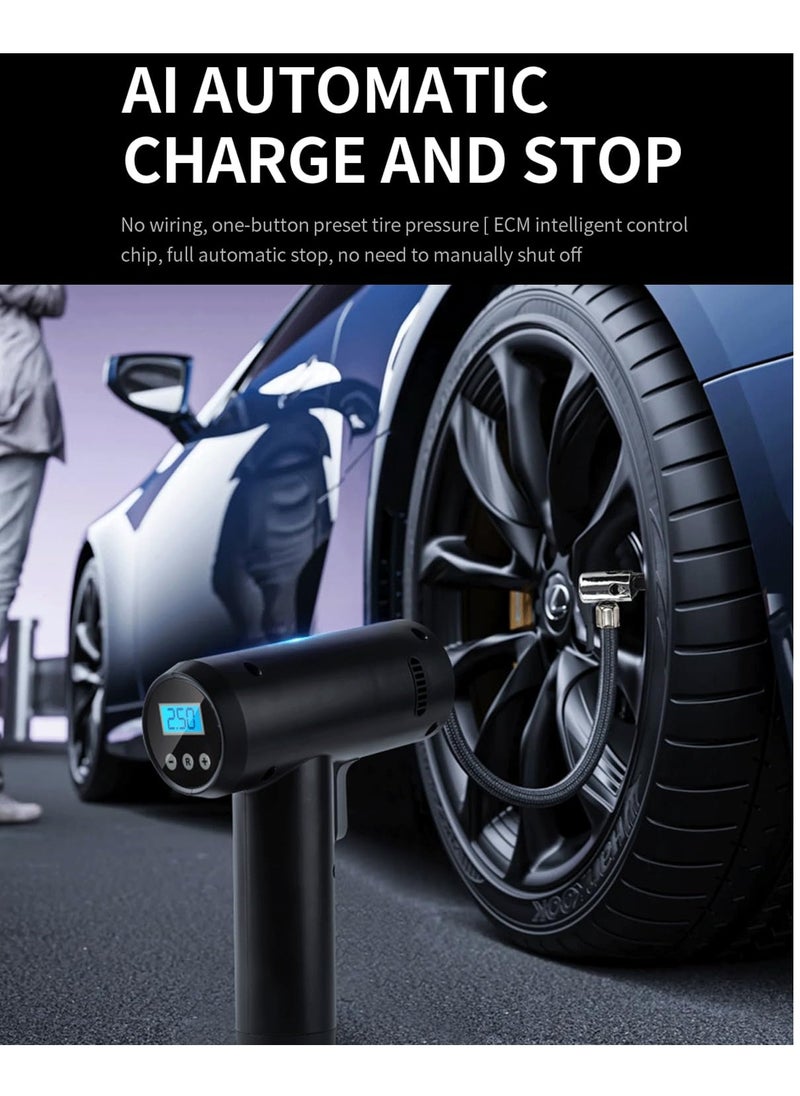 Excefore Portable Tire Inflator, 150 PSI Digital Air Compressor with Smart Gauge, LED Light, Auto Shut-Off for Car Tires, Motorcycles, Bicycles, Balloons, Swim Rings, Air Mattresses (12V DC)  - Image 4