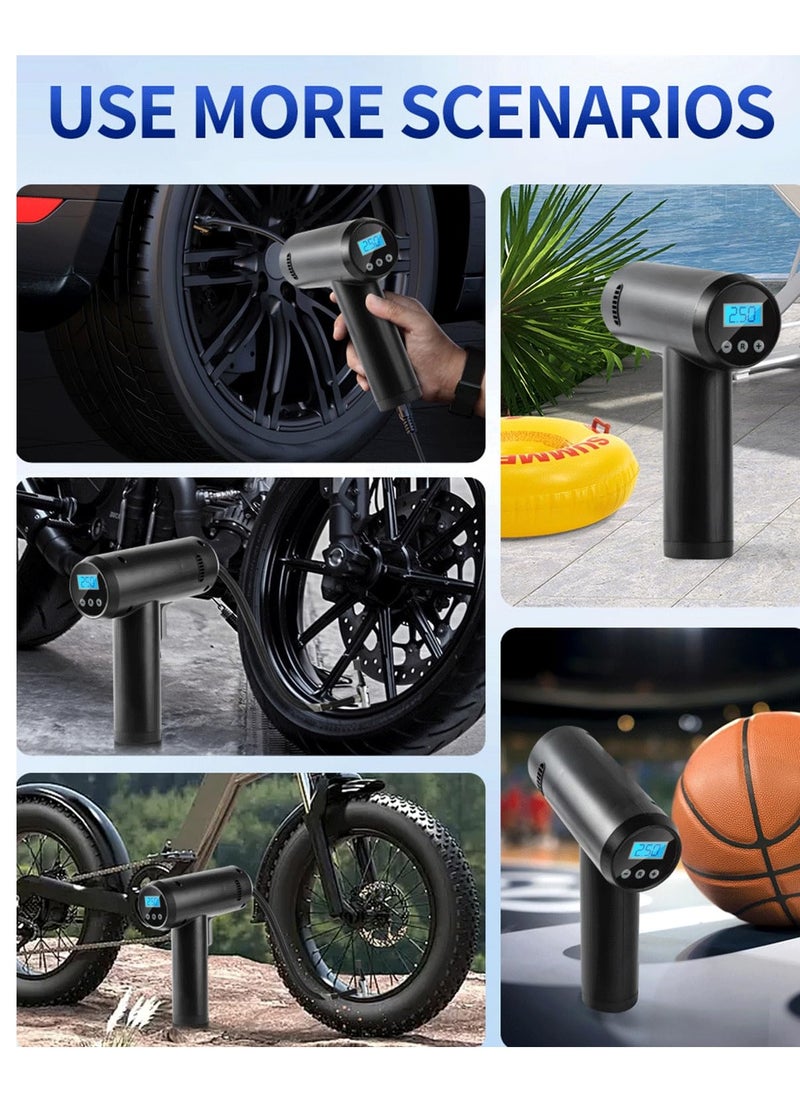 Portable Tire Inflator, 150 PSI Digital Air Compressor with Smart Gauge, LED Light, Auto Shut-Off for Car Tires, Motorcycles, Bicycles, Balloons, Swim Rings, Air Mattresses (12V DC)