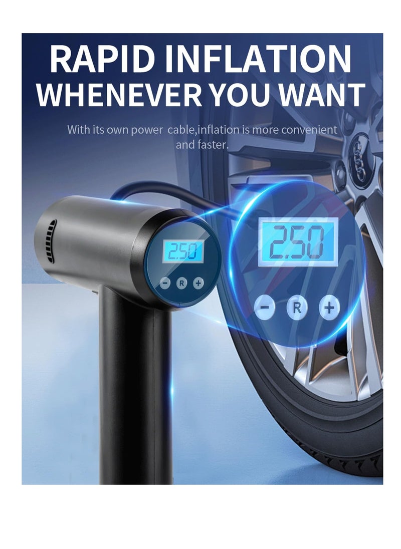 Excefore Portable Tire Inflator, 150 PSI Digital Air Compressor with Smart Gauge, LED Light, Auto Shut-Off for Car Tires, Motorcycles, Bicycles, Balloons, Swim Rings, Air Mattresses (12V DC)  - Image 2