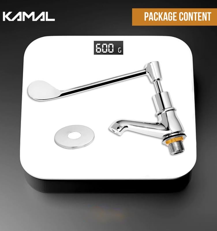 KAMAL Eco Brass Pillar Cock Faucet | Elbow Action Tap | Deck Mount Installation | Hygienic Chrome Finish | Ideal for Laboratory & Operation Theatre Use | Durable & Rust-Resistant | Silver - Image 5