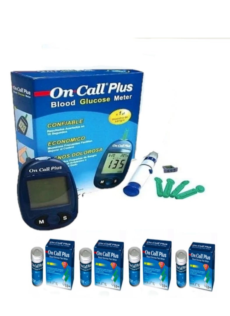 On call plus Blood Glucose Monitoring Kit with 4 Pack of 50 Test Strips  - Image 1