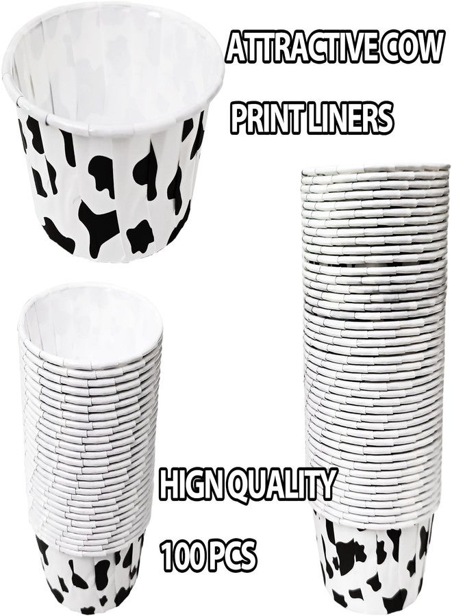 EaciTown 100 Pcs Cow Print Cupcake Liners Case Cow Baking Cups Cow Print Cupcake Wrappers Holders Ice Cream Cups Waterproof and Greaseproof for High Temperature - Image 2
