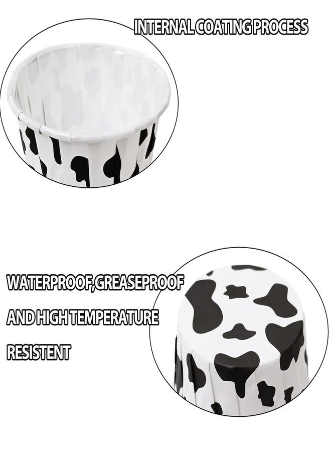 EaciTown 100 Pcs Cow Print Cupcake Liners Case Cow Baking Cups Cow Print Cupcake Wrappers Holders Ice Cream Cups Waterproof and Greaseproof for High Temperature - Image 3