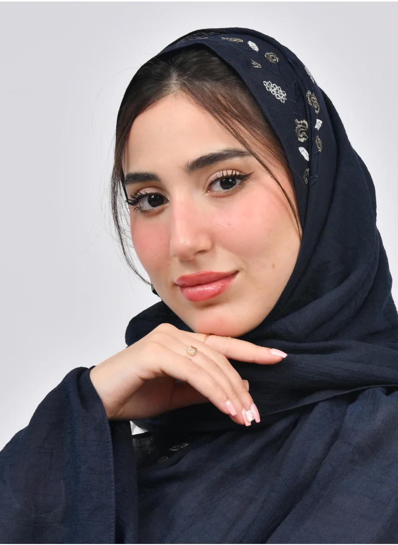 عبايات حوراء طرحه بقماش لينن مطرزة على الحواف