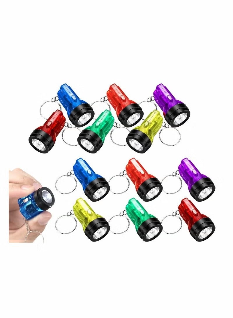 Mini Flashlight Keychains Pack of 12 LED Key Chains for Kids in Assorted Colors 1.5 Inch Portable Handheld Flashlights Keychains for Camping Party Favors - Image 1