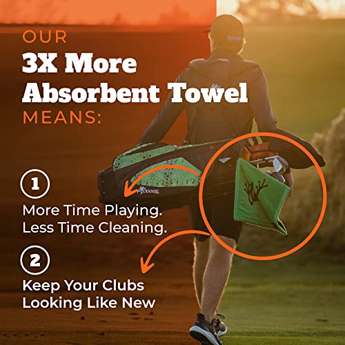 Frogger Amphibian Golf Towel with Dry and Wet Technology, Red - Golf Bag Accessory for Men and Women with Carabiner Clip - Image 4
