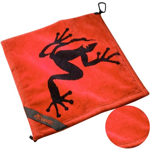 Frogger Amphibian Golf Towel with Dry and Wet Technology, Red - Golf Bag Accessory for Men and Women with Carabiner Clip - Image 1